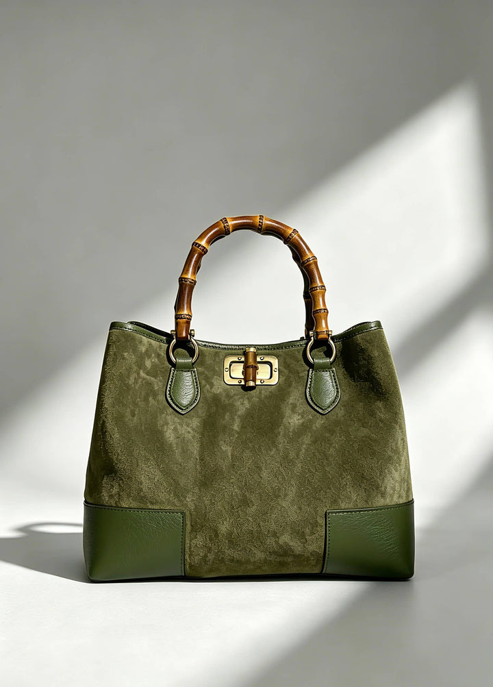Large Handbag Italian Suede: Oliva