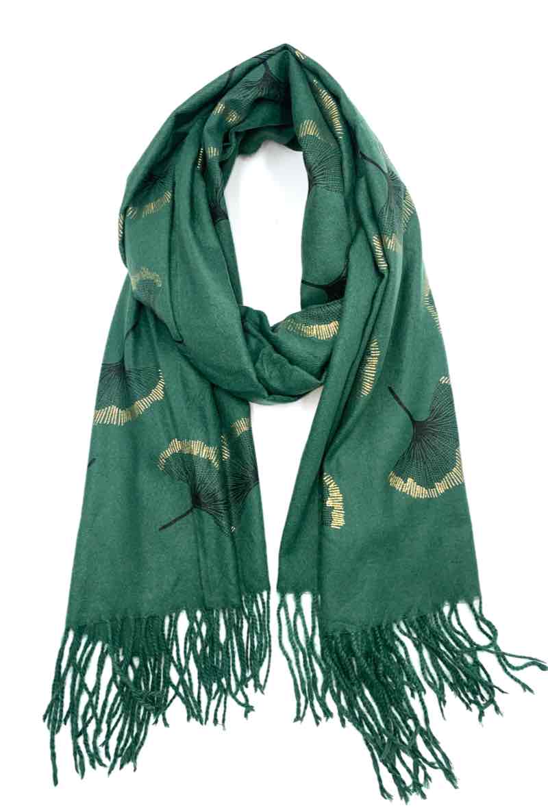 Gingko Leaf Pattern Soft Scarf: Ruddy