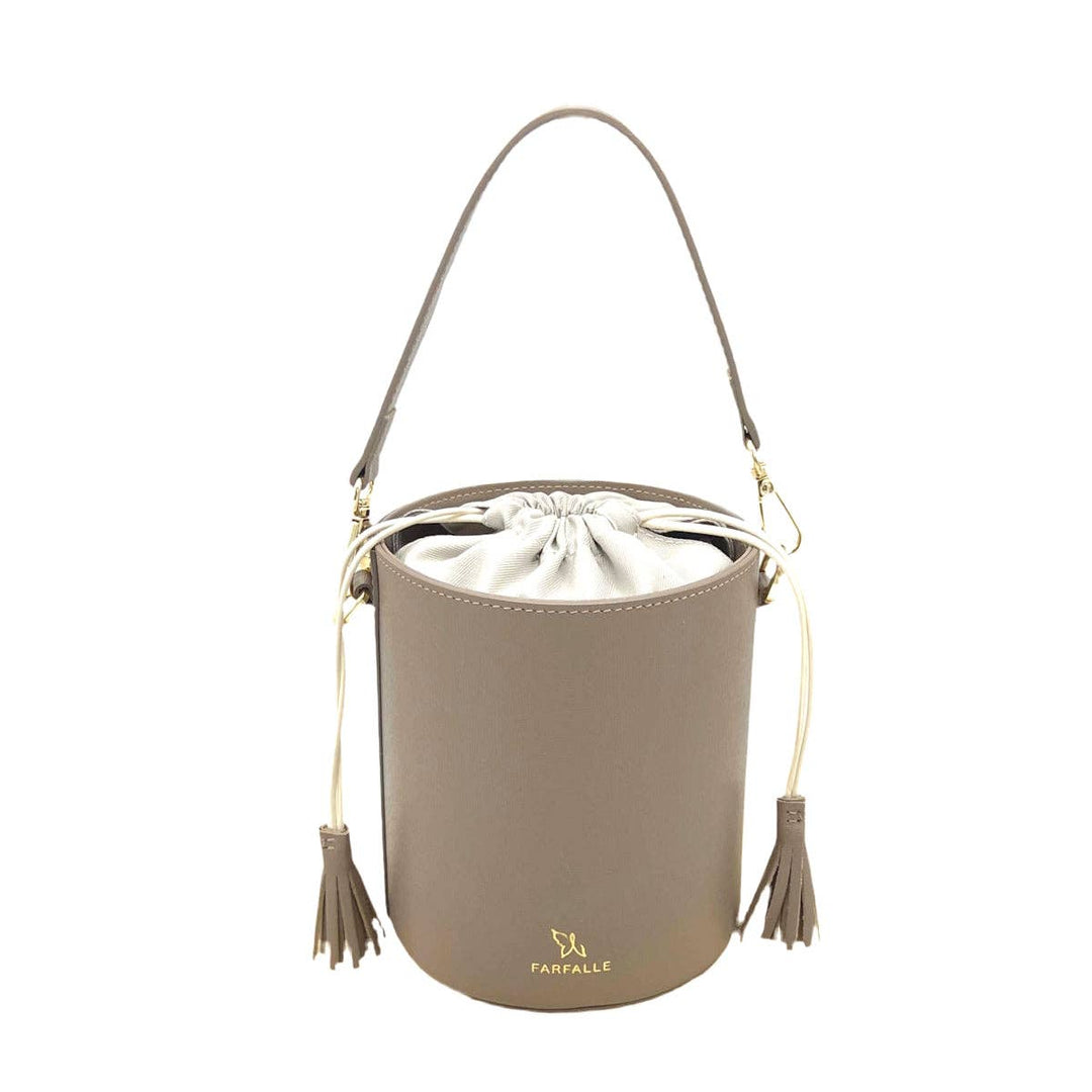 leather bucket bag, Made in Italy,112613: Taupe