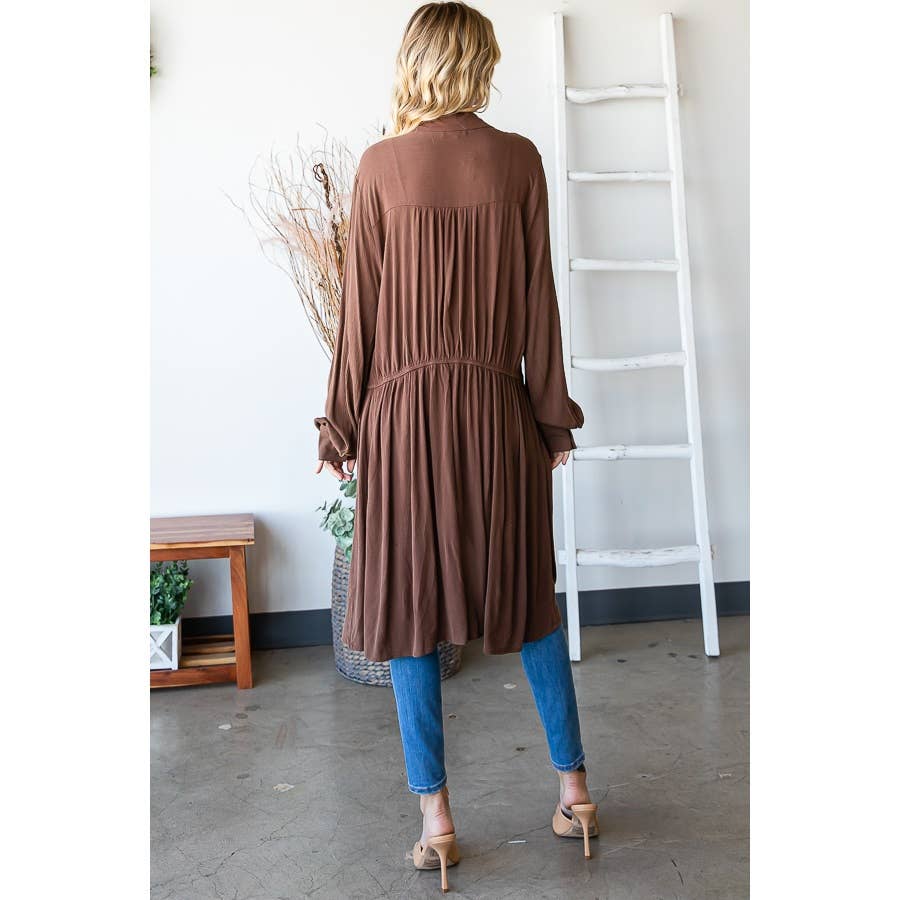 TIE FRONT  L/S TOP: BLACK