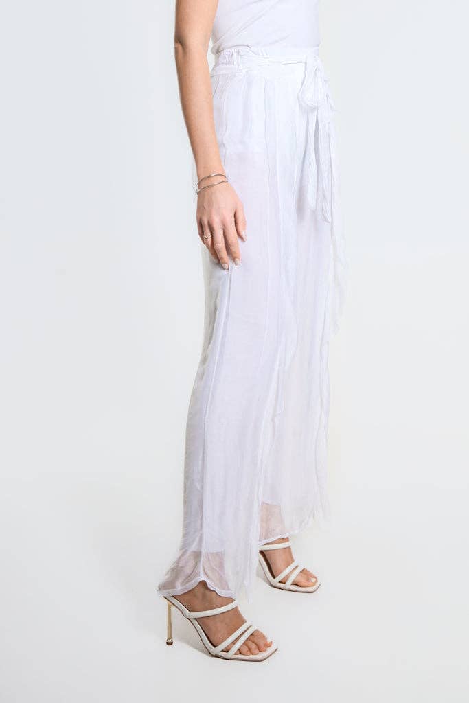 Wrap Front Silk Pant (PL214):Black