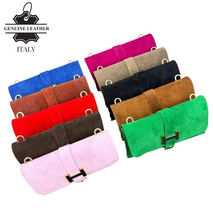 Italian Leather Bag: Suede Fuchsia