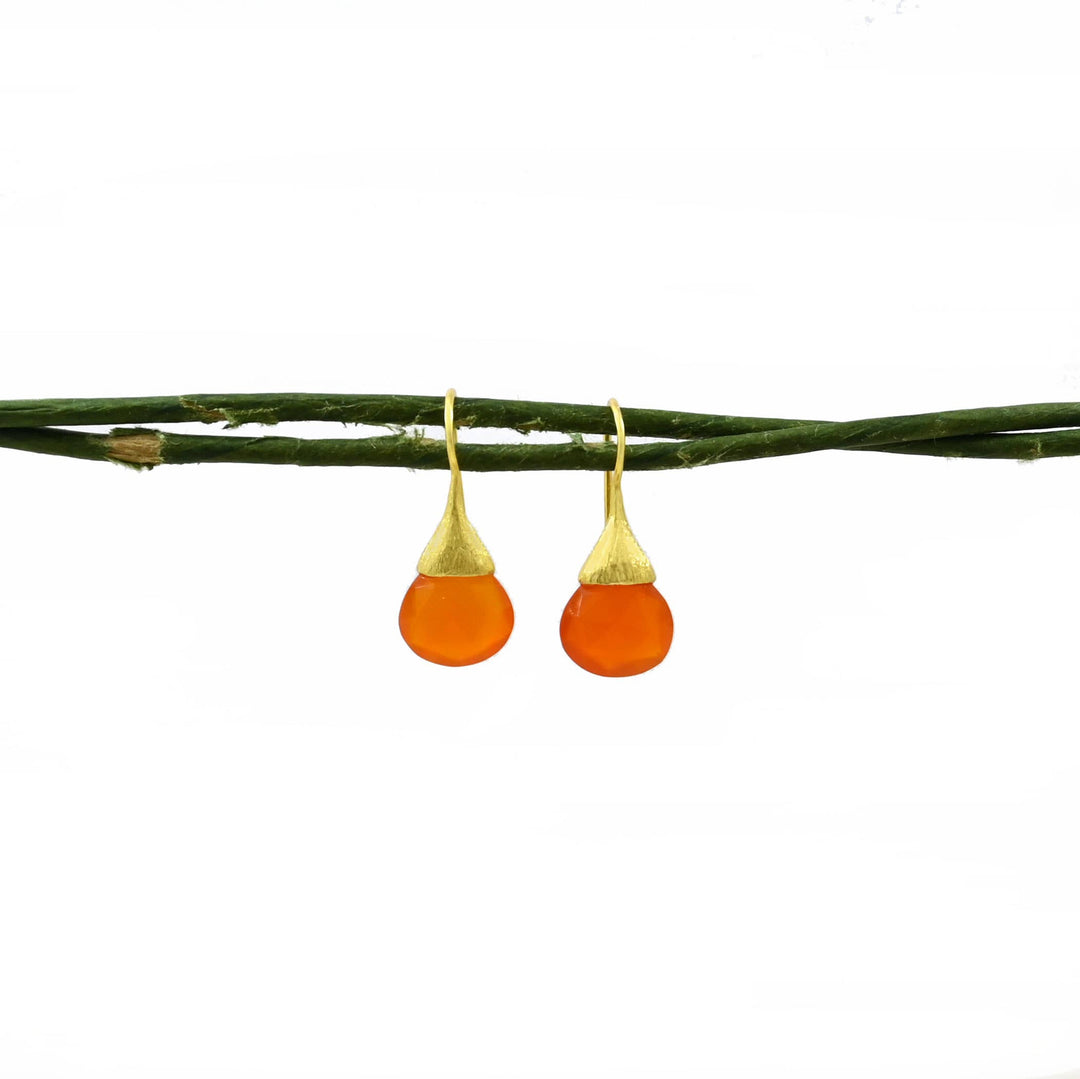Boho Droplet Earrings Gold - Carnelian