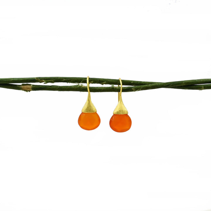 Boho Droplet Earrings Gold - Carnelian