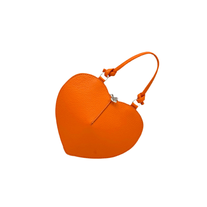 Heart Leather bag, Made in Italy,112587: Orange