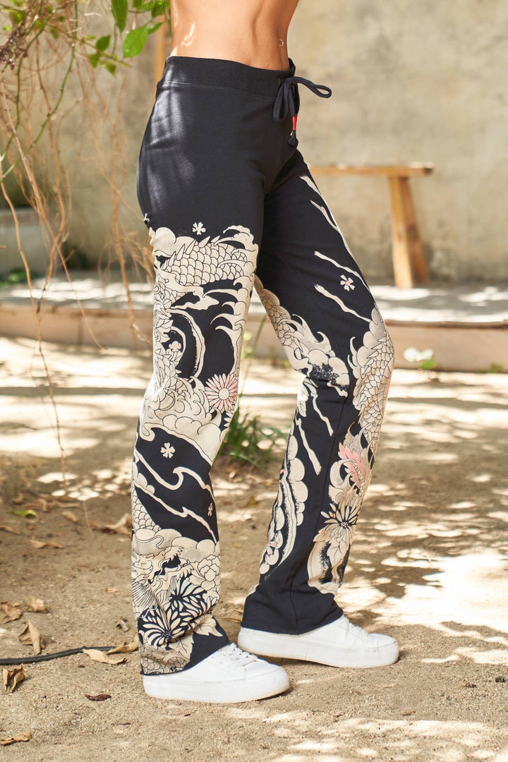 Dragon Print Lounge Pant Black / L