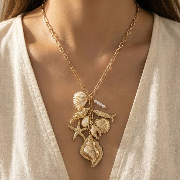 Gold Sea Charm Necklace