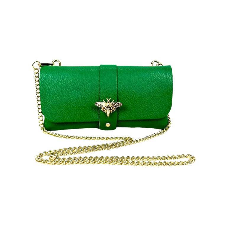 Grain Leather Bag with Dragonfly Clasp: Fuchsia