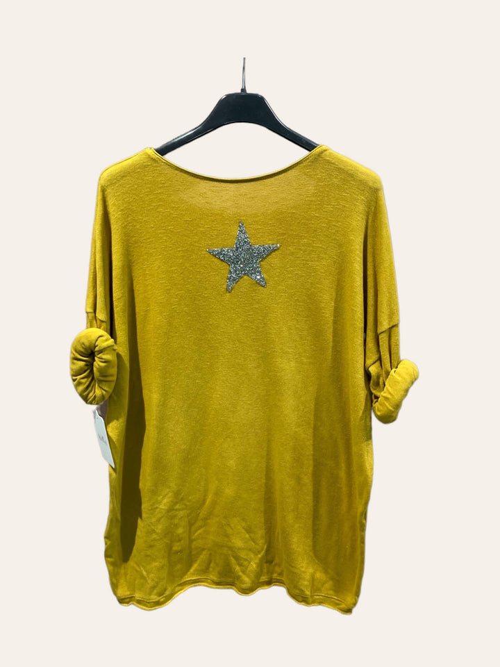 Cotton top with a rhinestone star : CAMEL