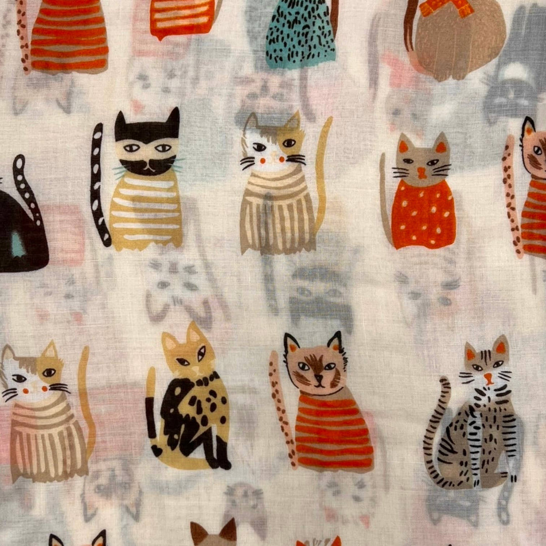 Cats wearing hats print scarf: Beige