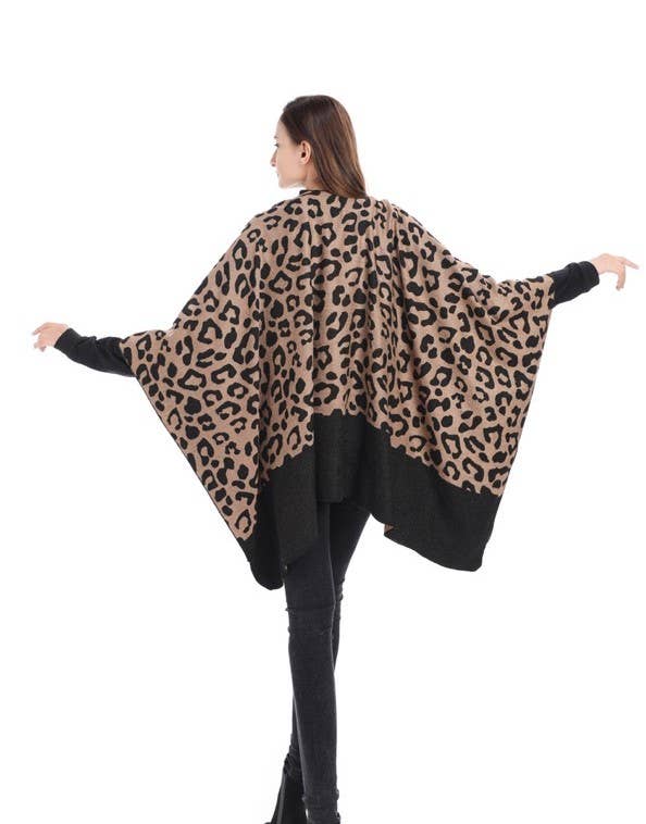 Cheetah Print Reversible Cape: 02 Black