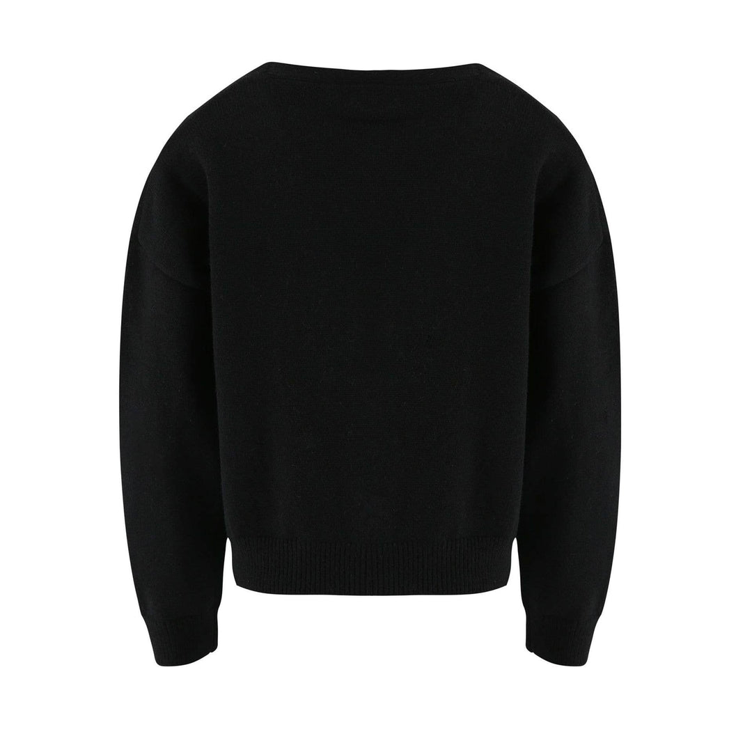 Daisy Pattern V-neck Cardi: Black / S