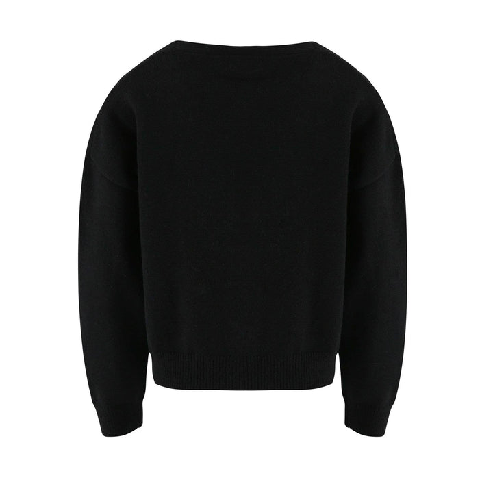 Daisy Pattern V-neck Cardi: Black / S
