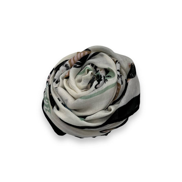 Cats wearing hats print scarf: Beige
