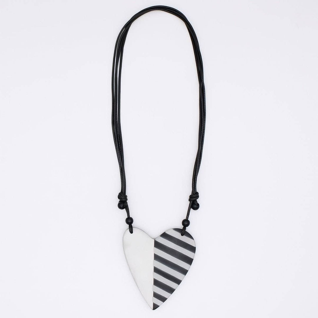 Silver and Black Heart Pendant