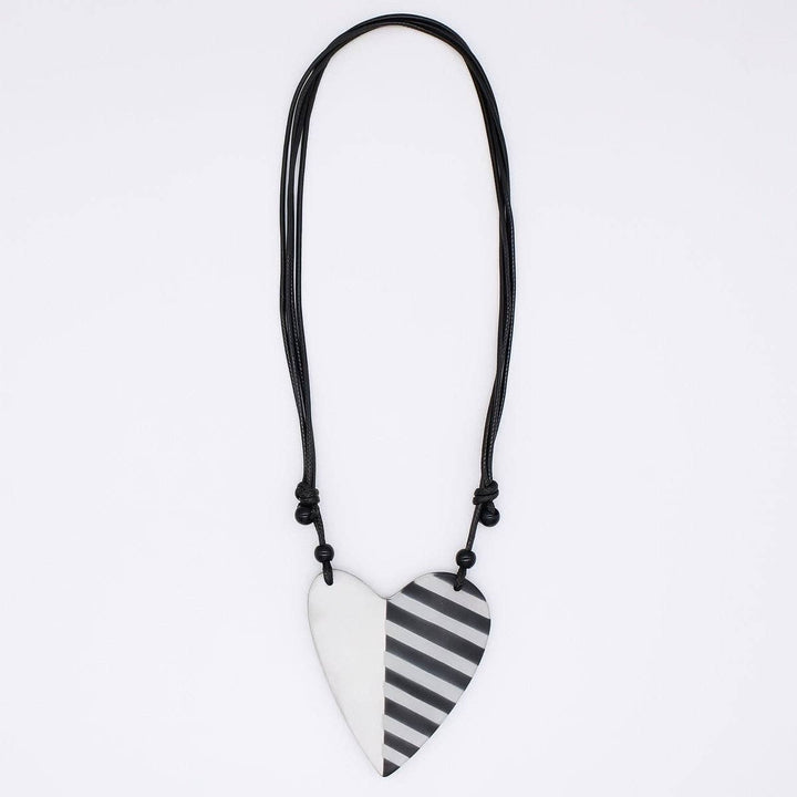 Silver and Black Heart Pendant