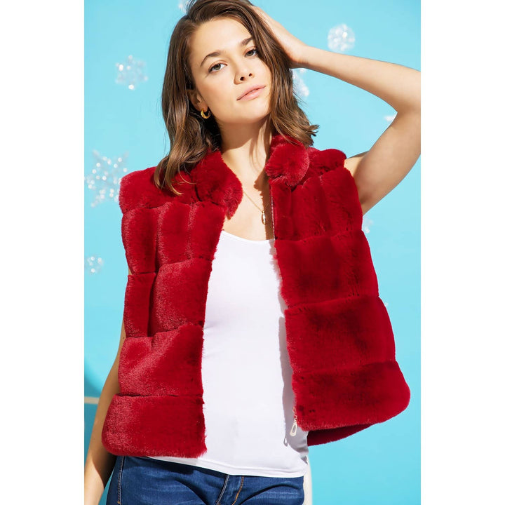 SHORT FUR ZIP VEST / ML