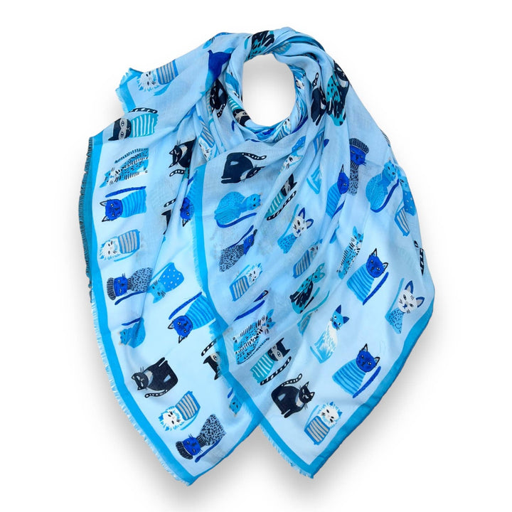 Cats wearing hats print scarf: Black