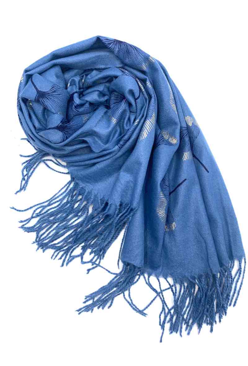 Gingko Leaf Pattern Soft Scarf: Ruddy
