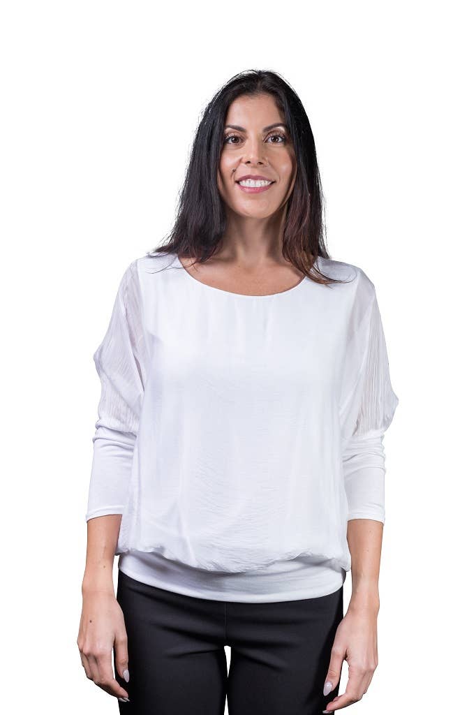 Silk Banded Blouse (BQ206):Black