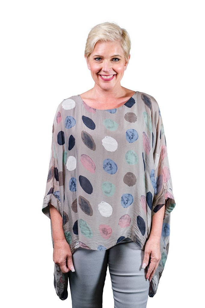 Circle Silk Kaftan (BQ201R):Taupe