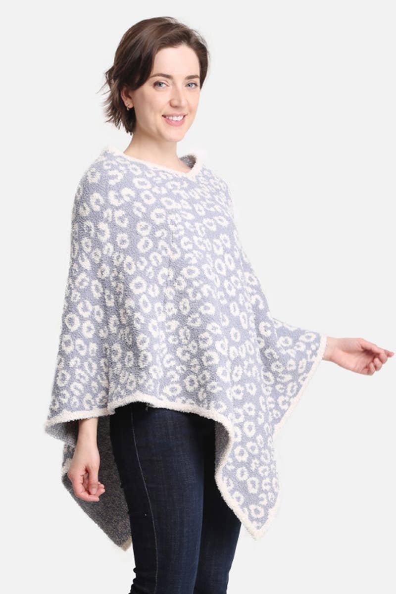 Leopard Poncho: COFFEE / ONE SIZE