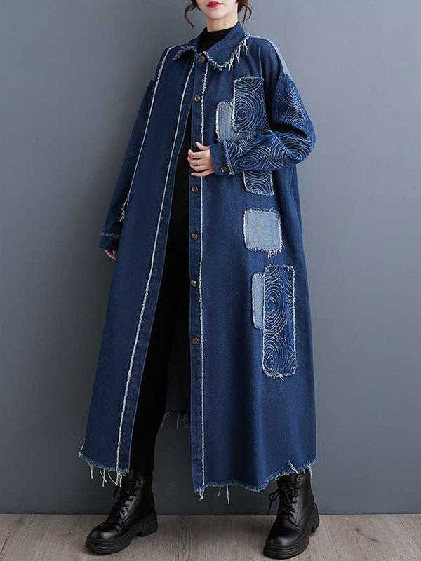 Asymmetric Button Duster: BLUE / O/S