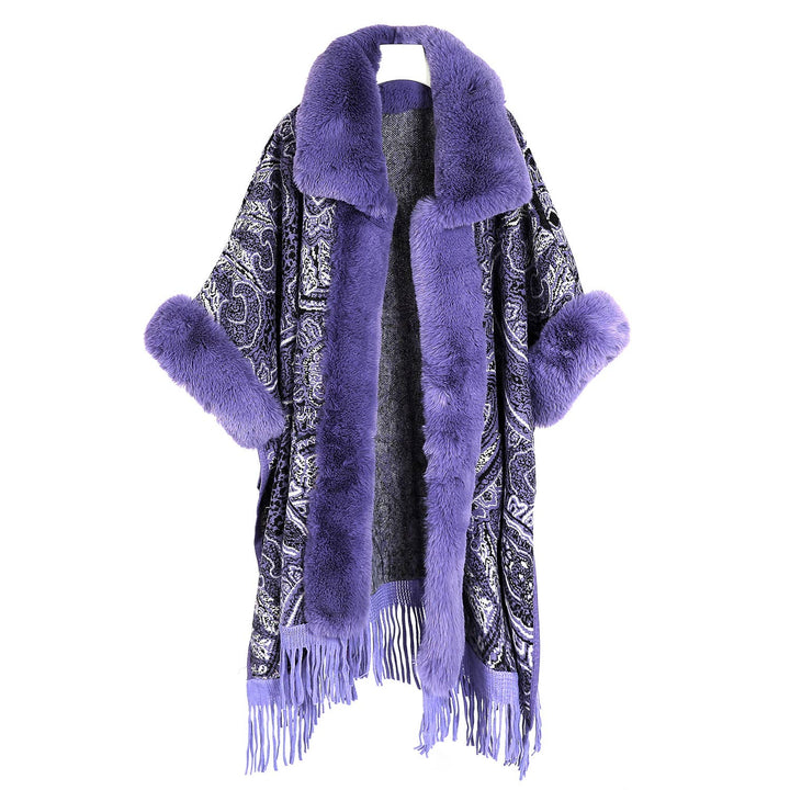 PE361 Paisley print cape: Black
