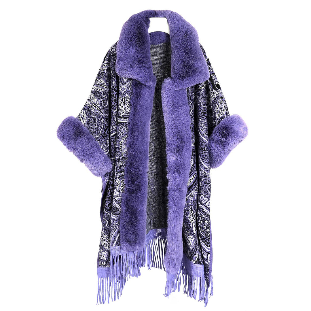 PEACH ACCESSORIES - PE361 Paisley print cape: Fucshia