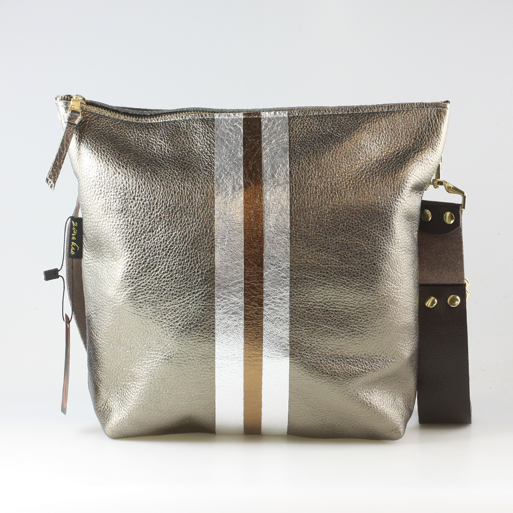 Graham Crossbody: METALLICS!: Gunmetal : Silver/IceBlue