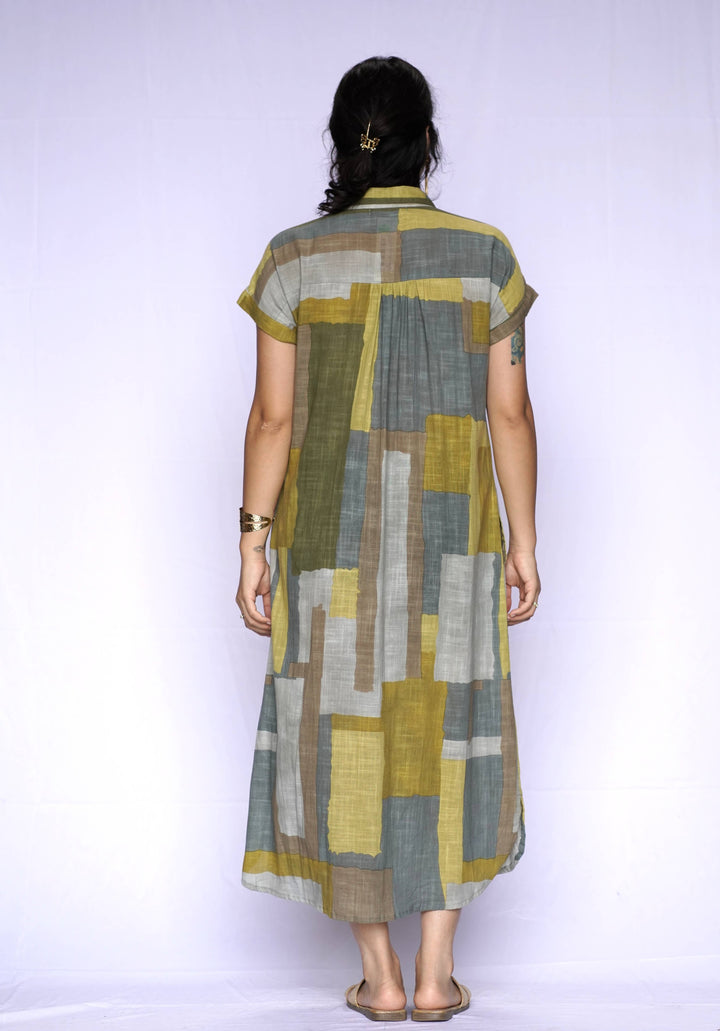 Aya Geo Dress: Periwinkle / S