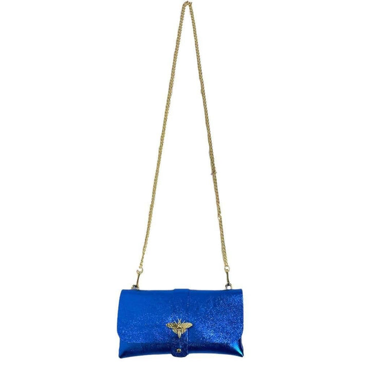 Leather Party Bag with Chain: Bottle Green