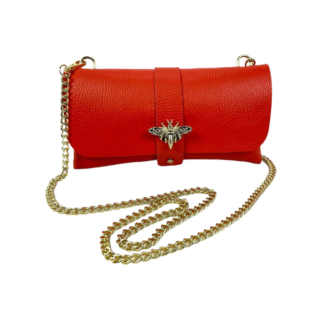 Grain Leather Bag with Dragonfly Clasp: Bordeaux