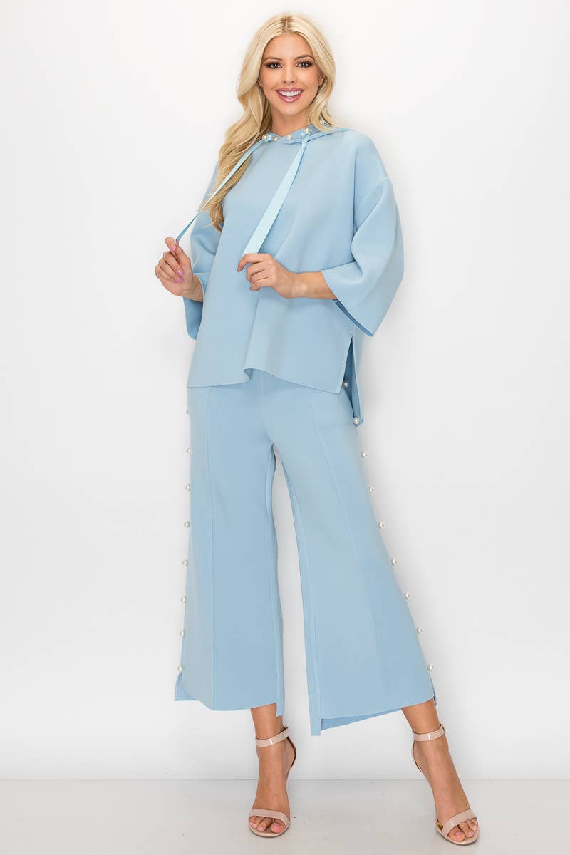 Farrah Scuba Pearl Pant: Black / XS