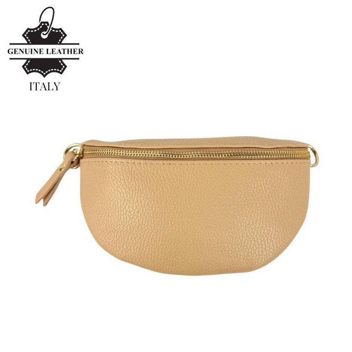 Italian Leather Waist Bag: Orange