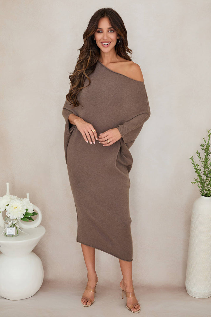 ASYM SWEATER DRESS (330149): Black / XS/S