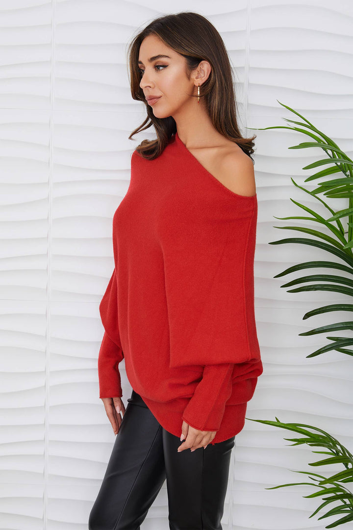 ASYM SWEATER RED XS/S