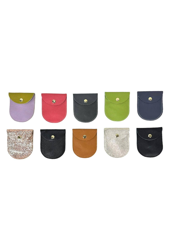 Compact Leather Wallet with Button Square