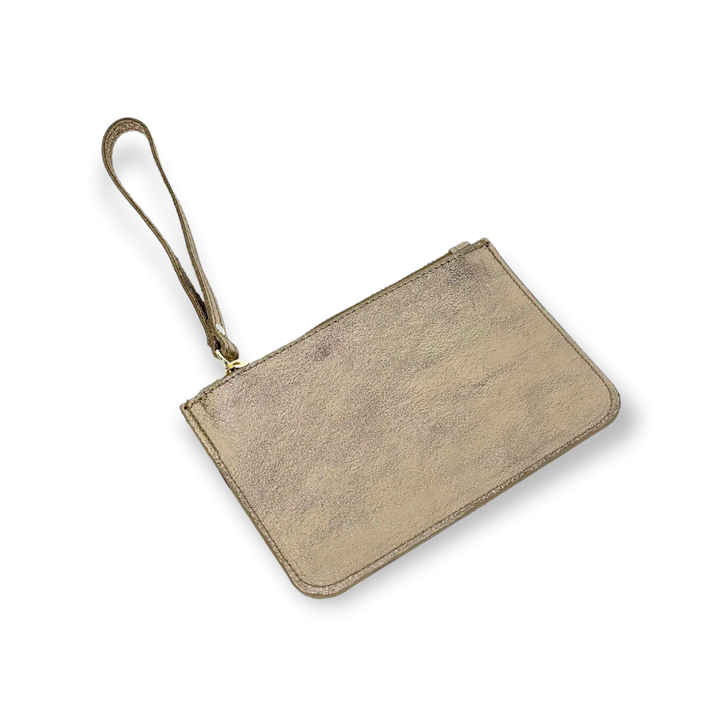 Genuine Leather Bag w/Wrist Strap: Bronze / Large