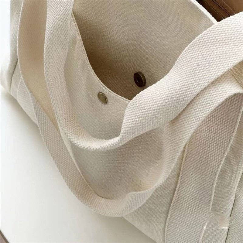 Large Capacity Canvas Shoulder Bag: KHAKI