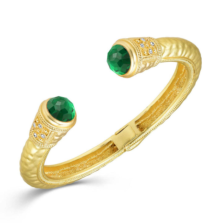 Gold Hammered Bangle: Turquoise