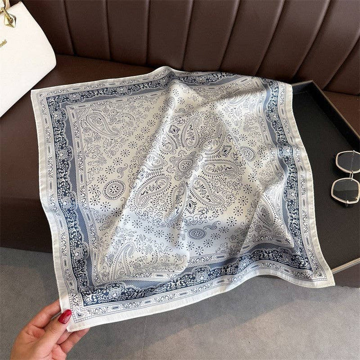 Sheer Trend - Fashion Print Square Scarf: CREAM