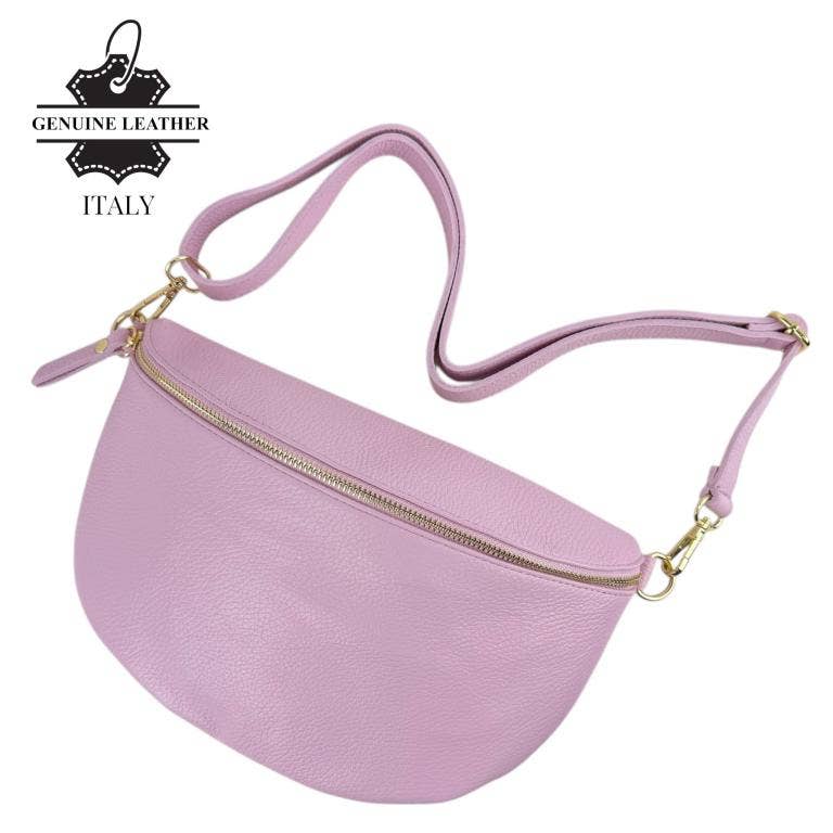 Large Italian Leather Waist Bag: Orange