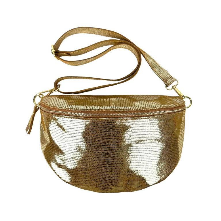 - Italian Leather Waist Bag Large: Black