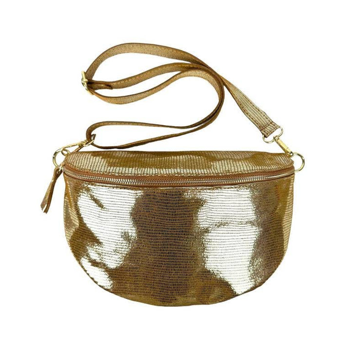 - Italian Leather Waist Bag Large: Black