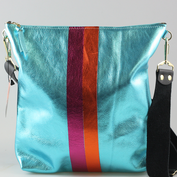 Graham Crossbody: METALLICS!: Gunmetal : Silver/IceBlue