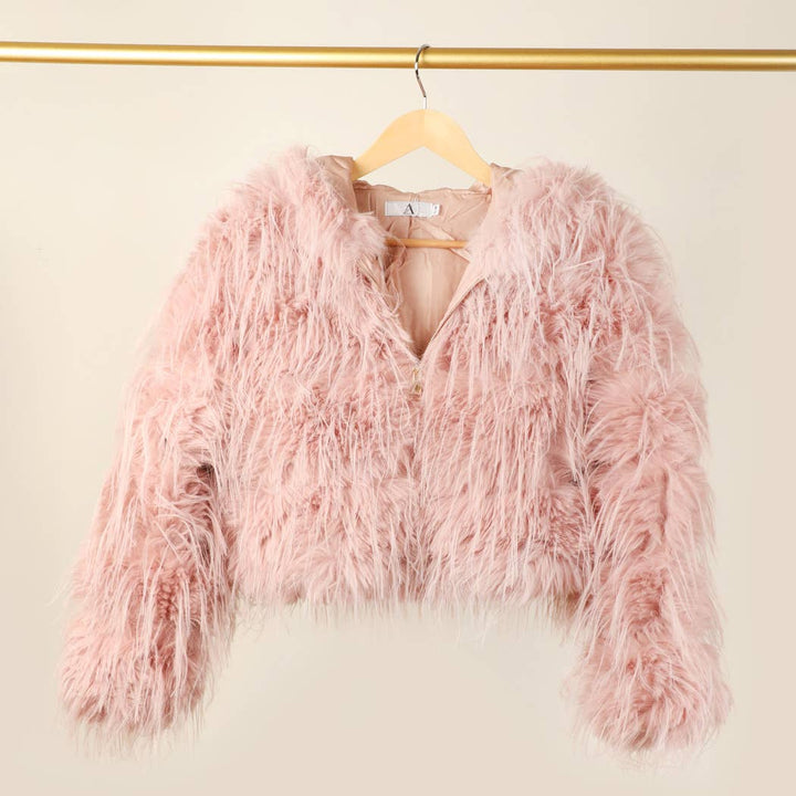 Faux Fur  ZIP JKT: Taupe / S/M