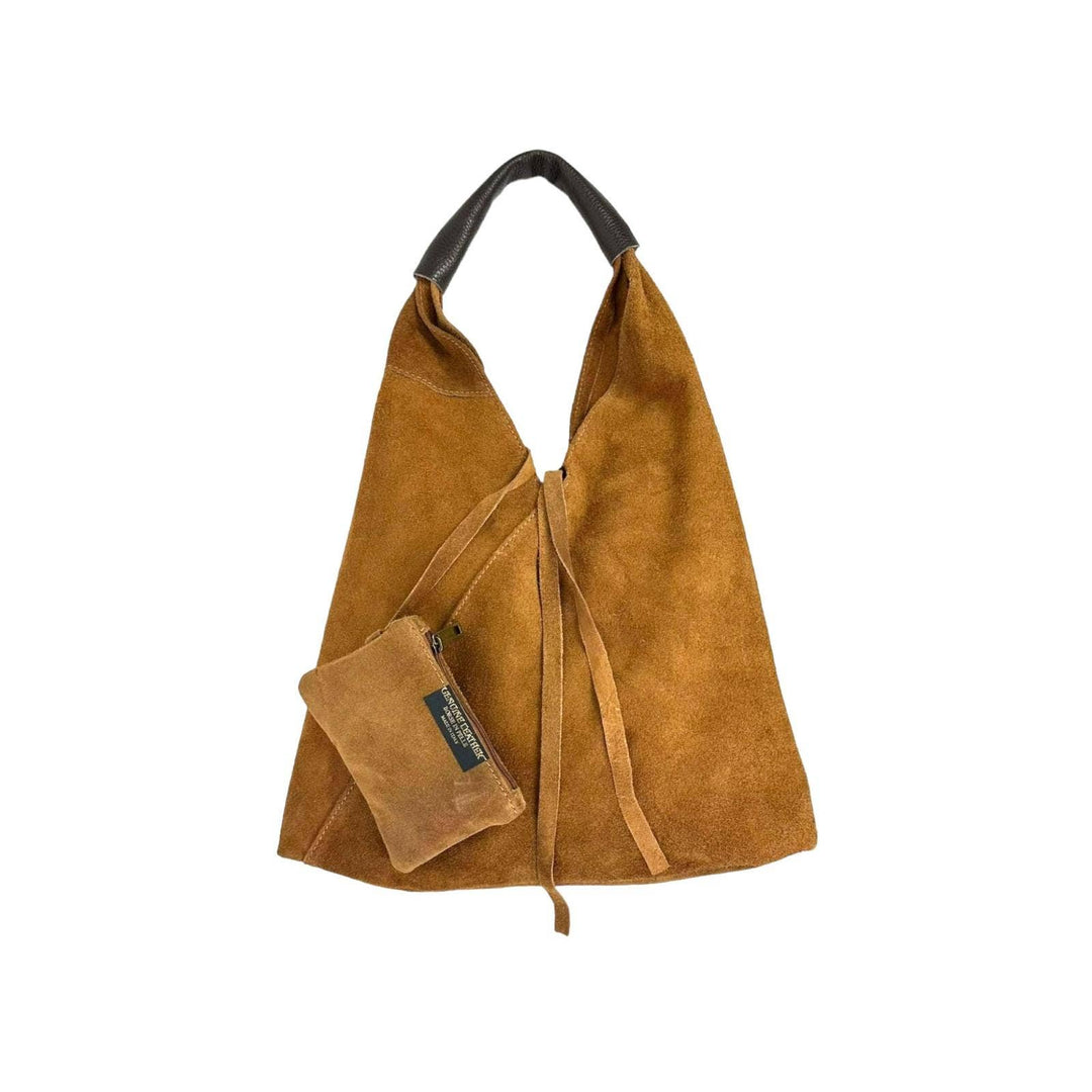 Suede Leather Shoulder Bag: Black