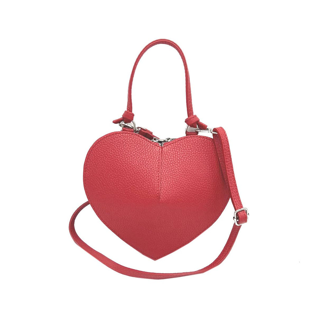 Heart Leather  bag, Made in Italy,112587: Blk