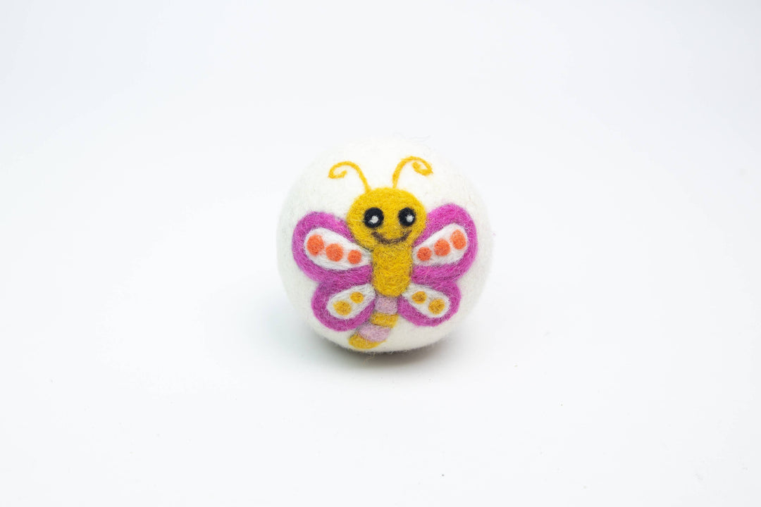 DRYER BALL: Yellow/Pink Butterfly